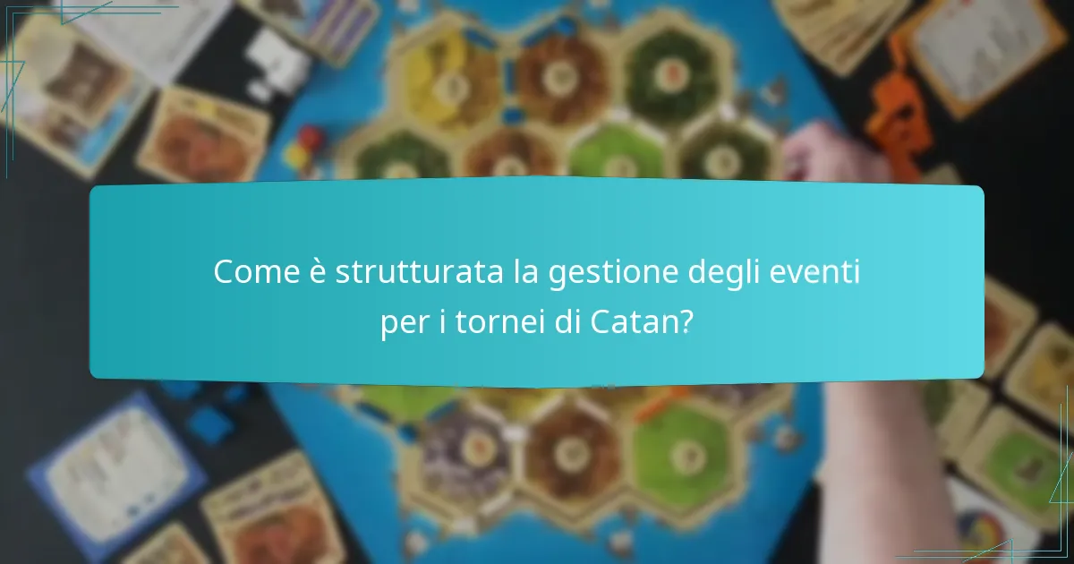 Come è strutturata la gestione degli eventi per i tornei di Catan?