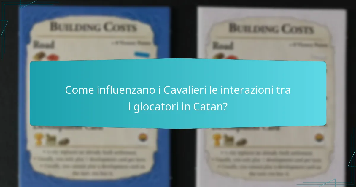 Come influenzano i Cavalieri le interazioni tra i giocatori in Catan?