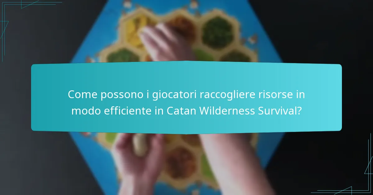 Come possono i giocatori raccogliere risorse in modo efficiente in Catan Wilderness Survival?