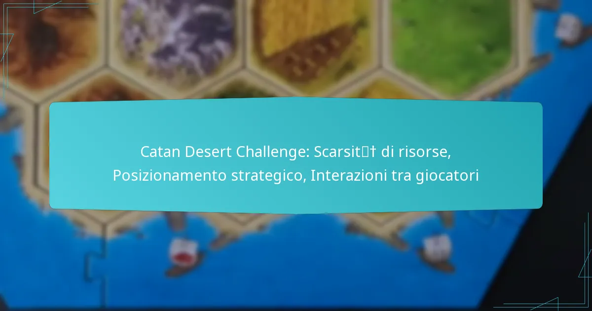 Catan Desert Challenge: Scarsità di risorse, Posizionamento strategico, Interazioni tra giocatori