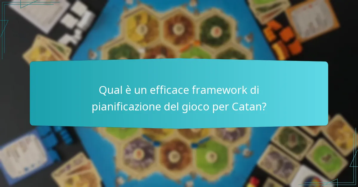Qual è un efficace framework di pianificazione del gioco per Catan?