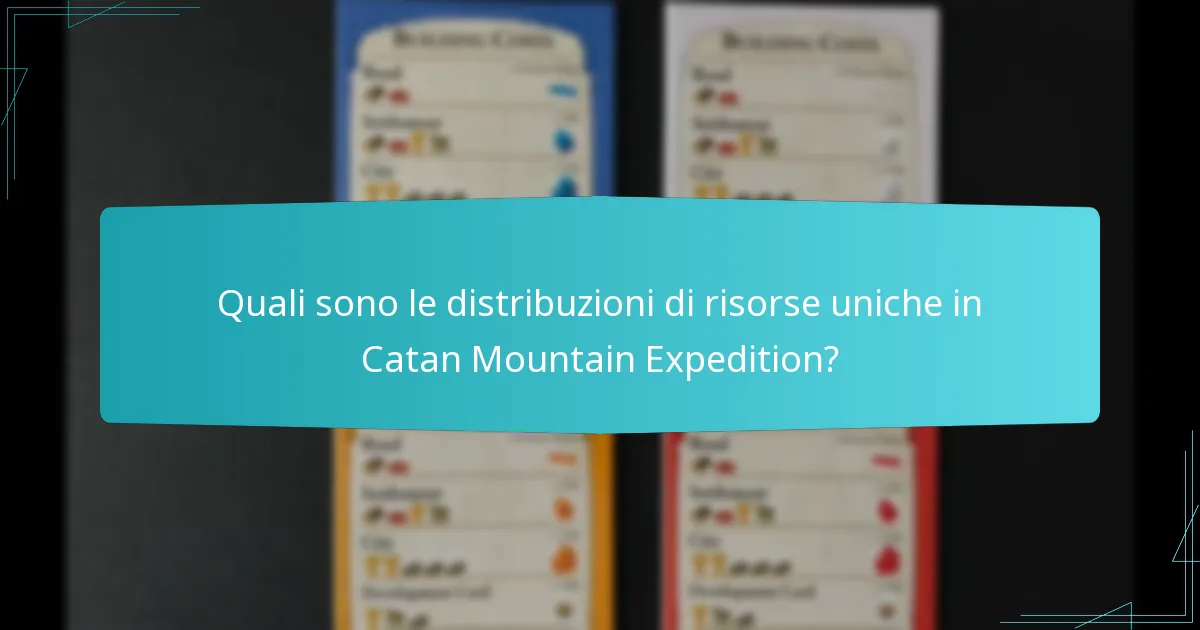 Quali sono le distribuzioni di risorse uniche in Catan Mountain Expedition?