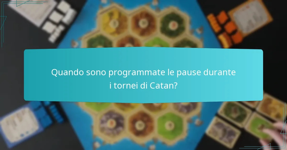 Quando sono programmate le pause durante i tornei di Catan?
